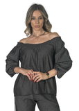 Blusa Emilana in Denim Leggero Nero