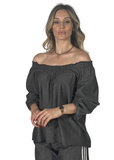 Blusa Emilana in Denim Leggero Nero