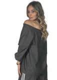 Blusa Emilana in Denim Leggero Nero