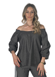 Blusa Emilana in Denim Leggero Nero