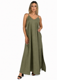 Abito Lungo Moira Verde Military Donna