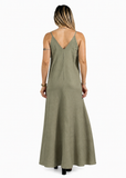 Abito Lungo Moira Verde Military Donna