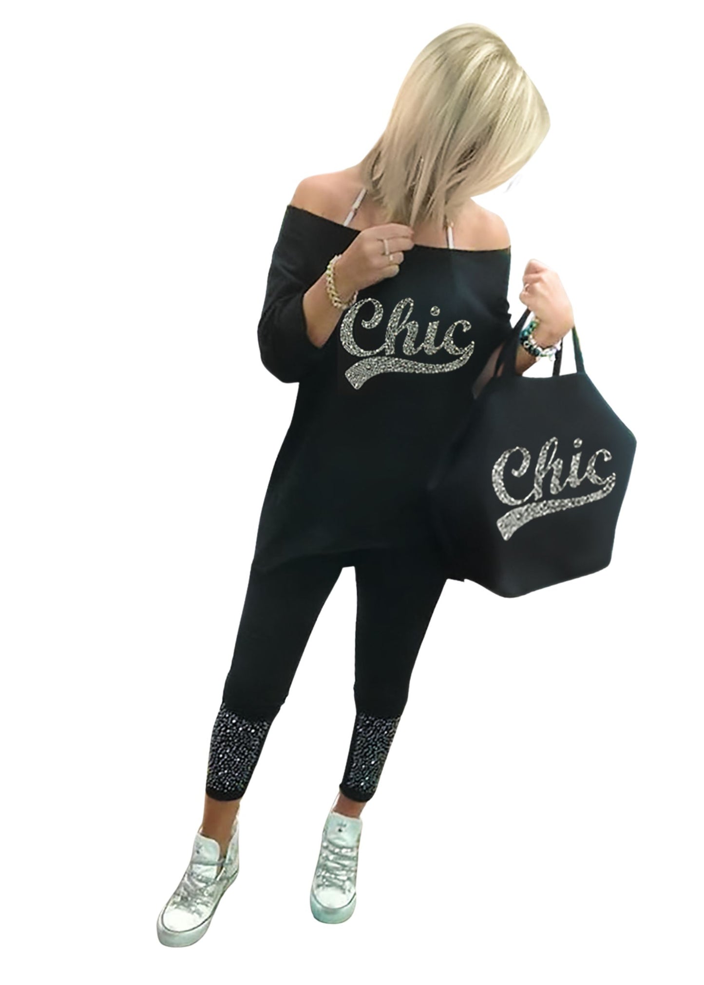 Completo Donna 3 Pezzi – "Chic" (Maglia + Leggings + Borsa)