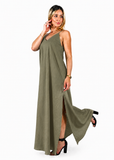 Abito Lungo Moira Verde Military Donna